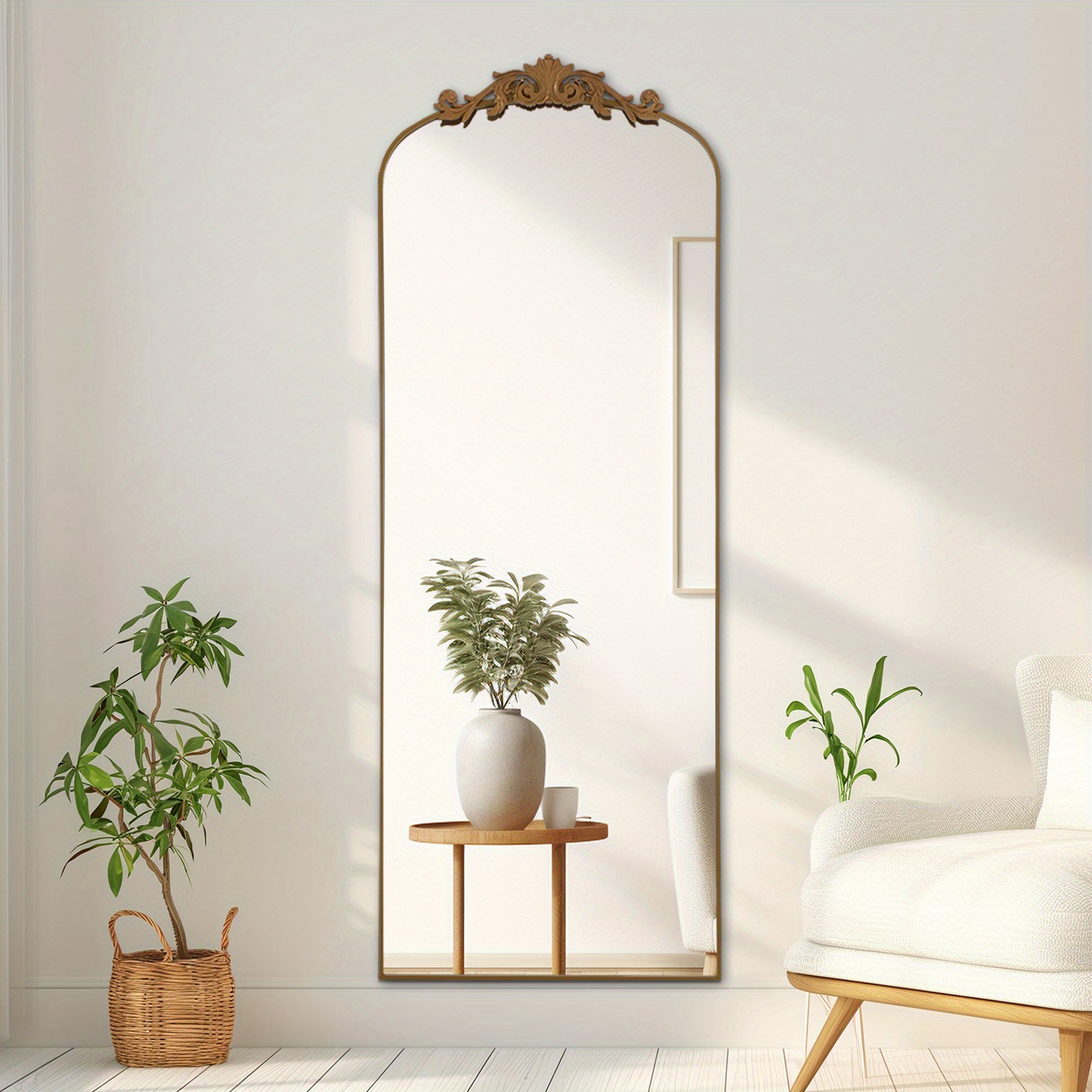 Vintage Arched Floor Mirror Ornate Filigree Design for Bathroom Bedroom Hallway - Image 6