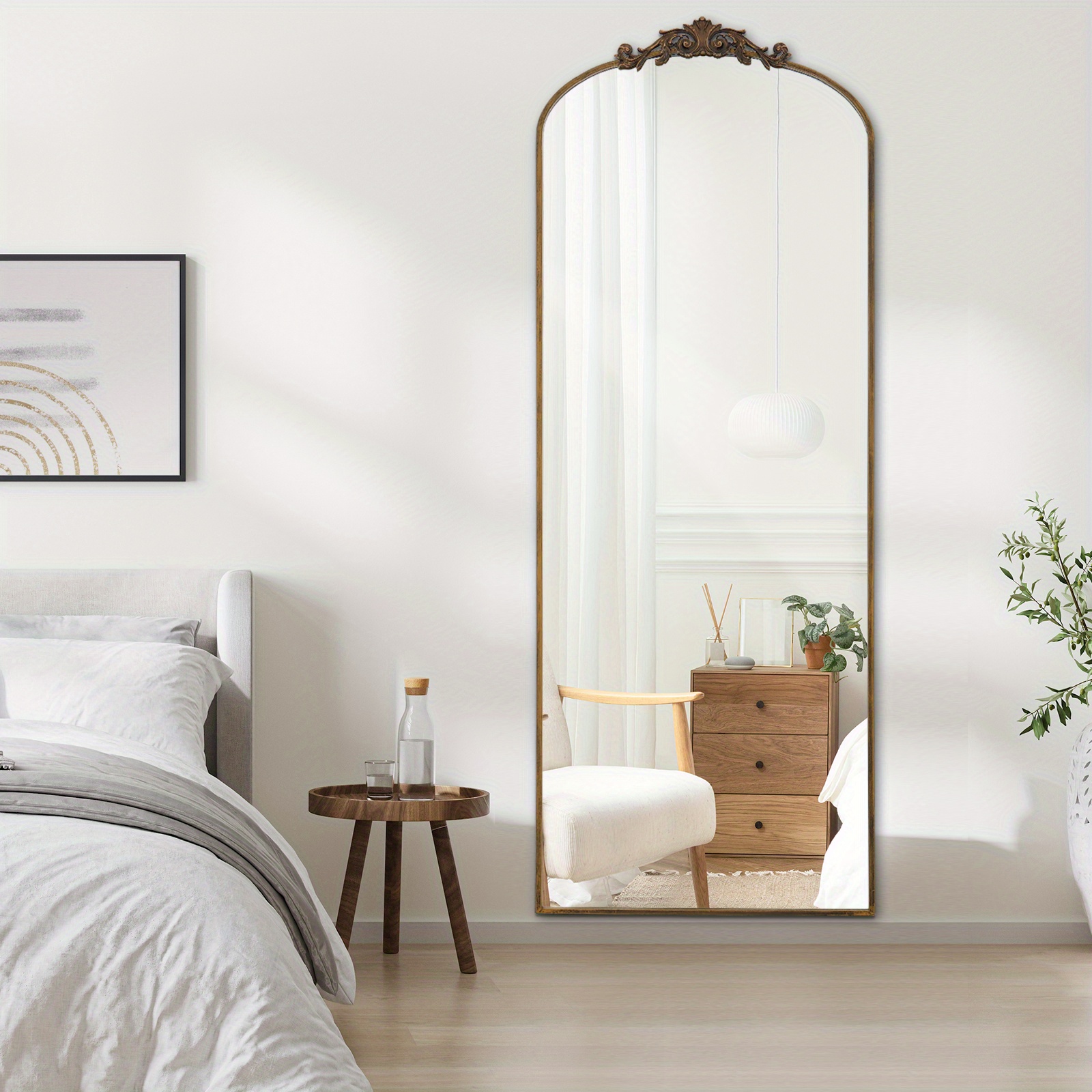 Vintage Arched Floor Mirror Ornate Filigree Design for Bathroom Bedroom Hallway - Image 8