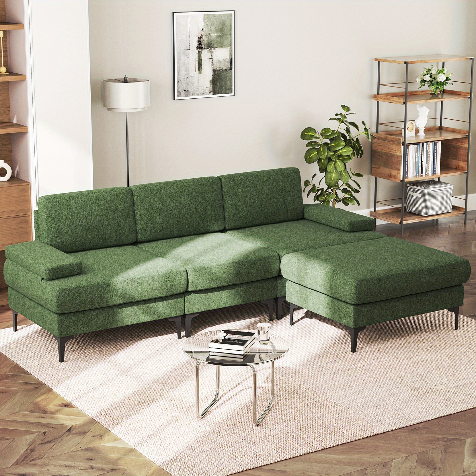 Convertible L-Shaped 3 Seat Sofa Couch Modern Sectional for Living Room