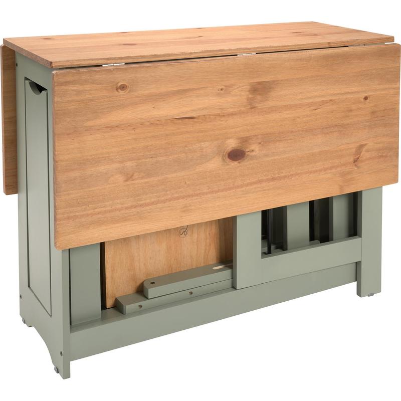 Folding Drop Leaf Butterfly Dining Table Set 4 Chairs Sage Green Pine. - Image 3