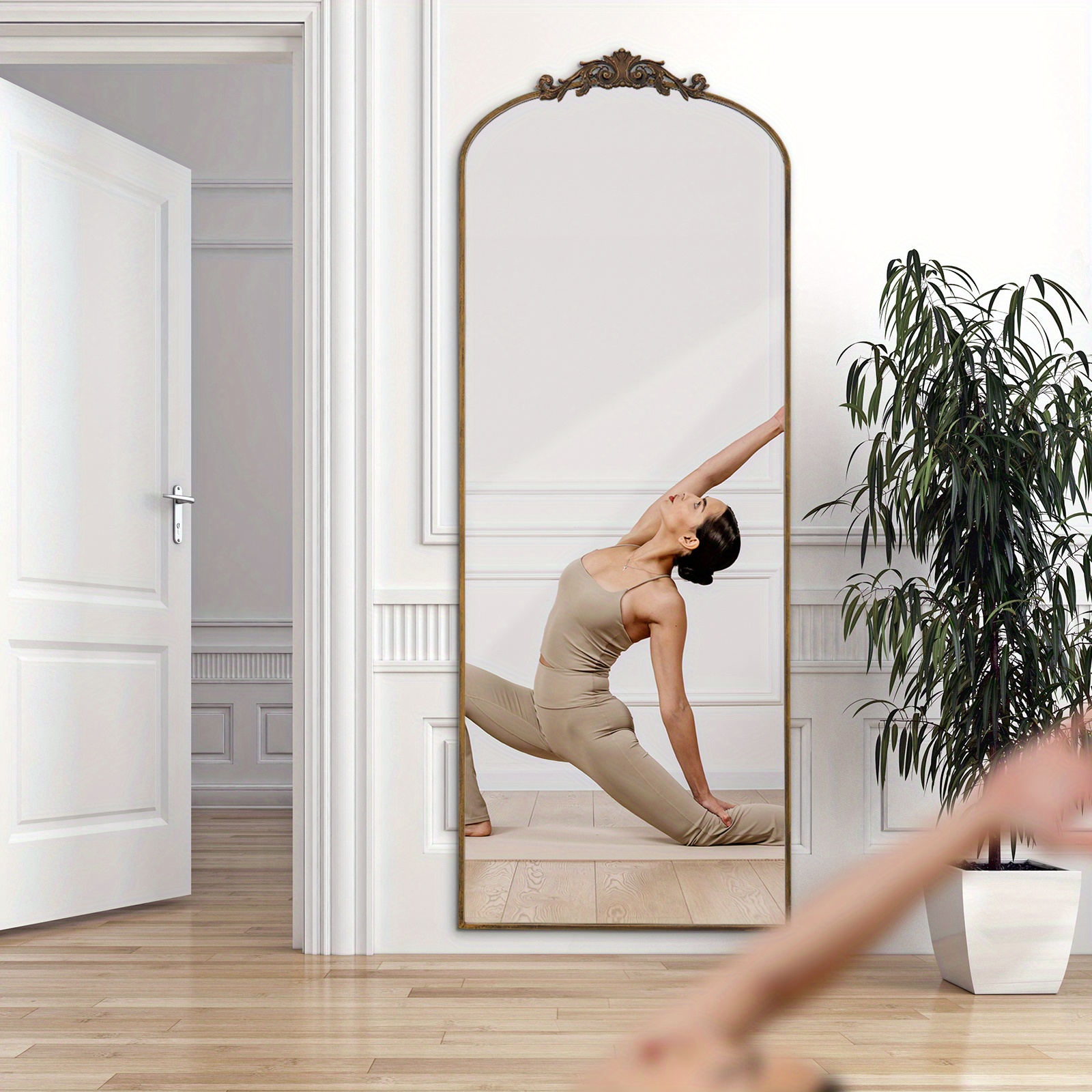 Vintage Arched Floor Mirror Ornate Filigree Design for Bathroom Bedroom Hallway - Image 13