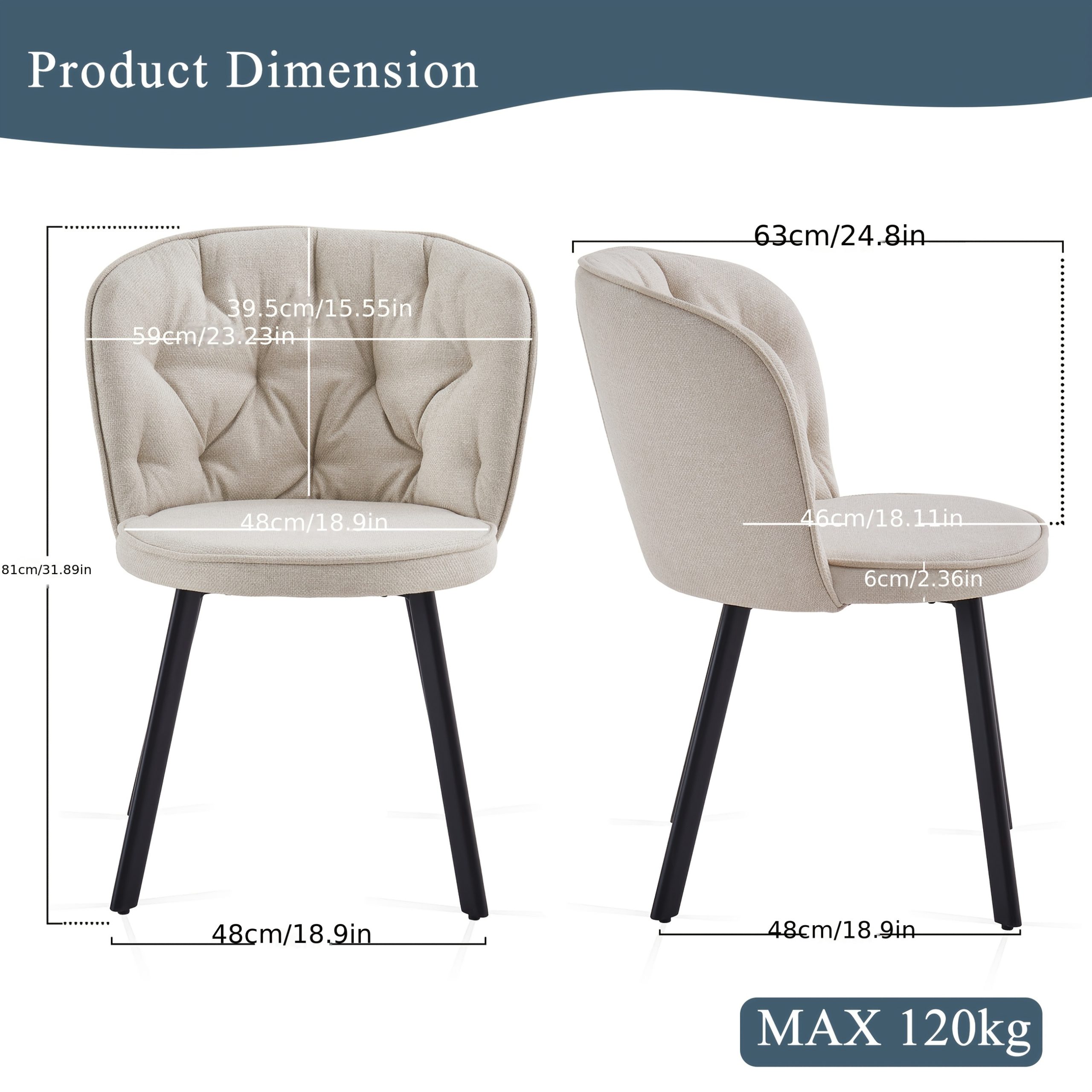 Modern Fabric Dining Chairs Set of 2/4 with Padded Seat & High Back - Image 8