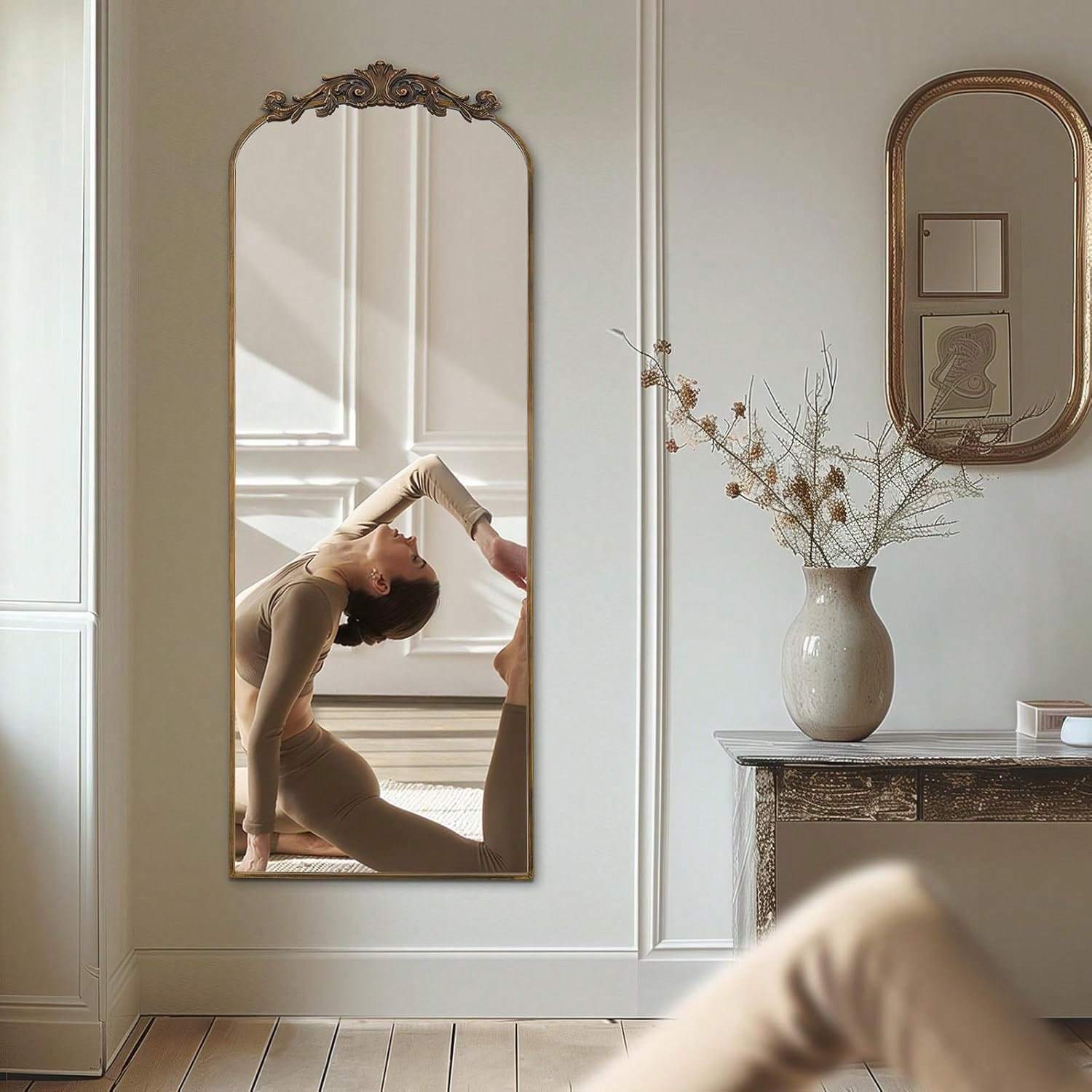 Vintage Arched Floor Mirror Ornate Filigree Design for Bathroom Bedroom Hallway - Image 16