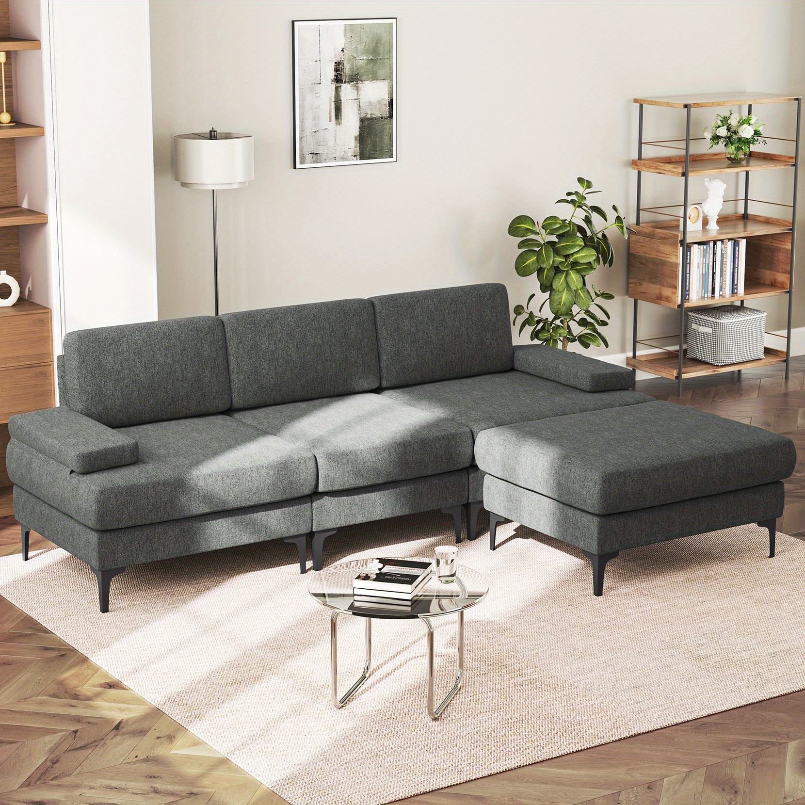 Convertible L-Shaped 3 Seat Sofa Couch Modern Sectional for Living Room - Image 2