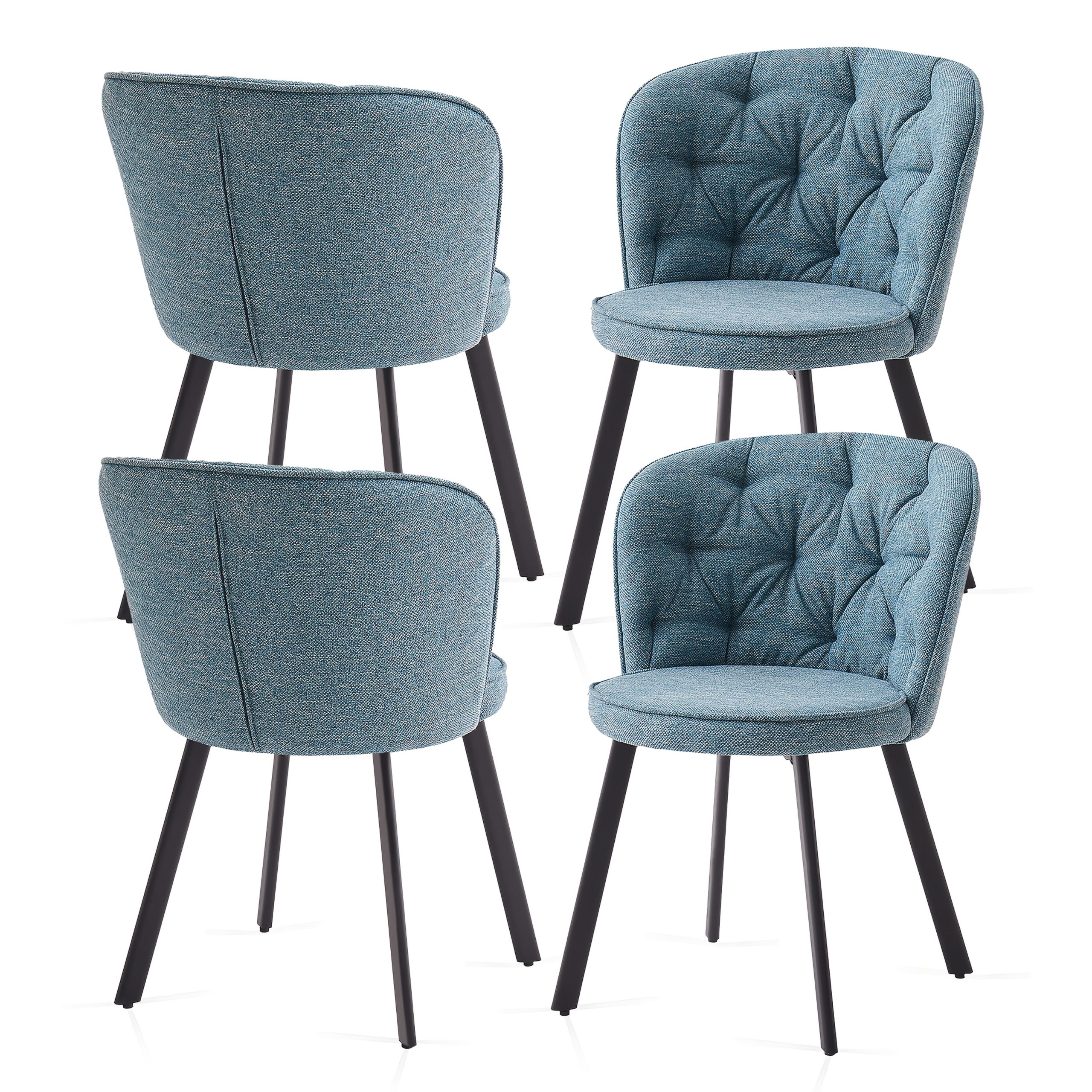 Modern Fabric Dining Chairs Set of 2/4 with Padded Seat & High Back - Image 17
