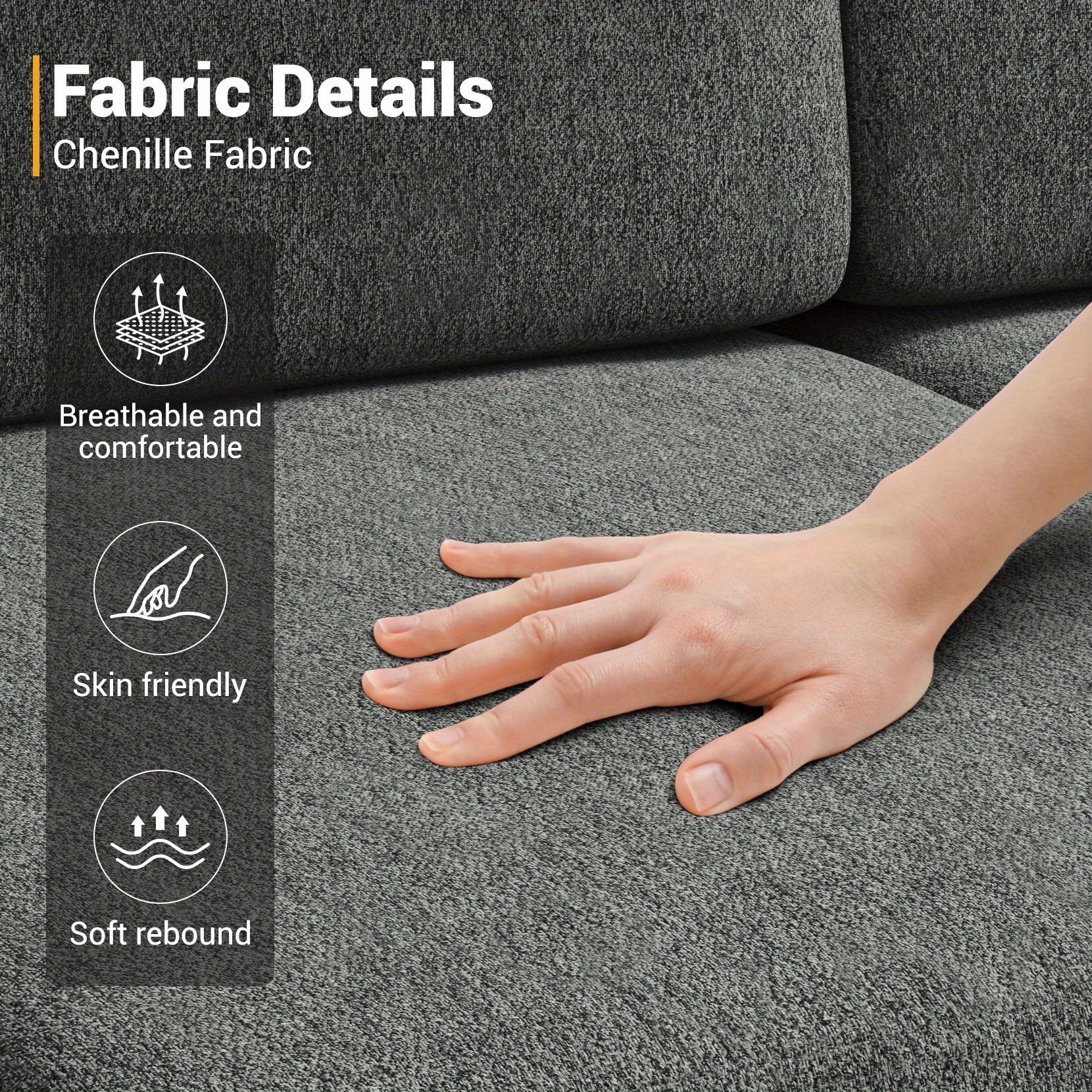 Convertible L-Shaped 3 Seat Sofa Couch Modern Sectional for Living Room - Image 10