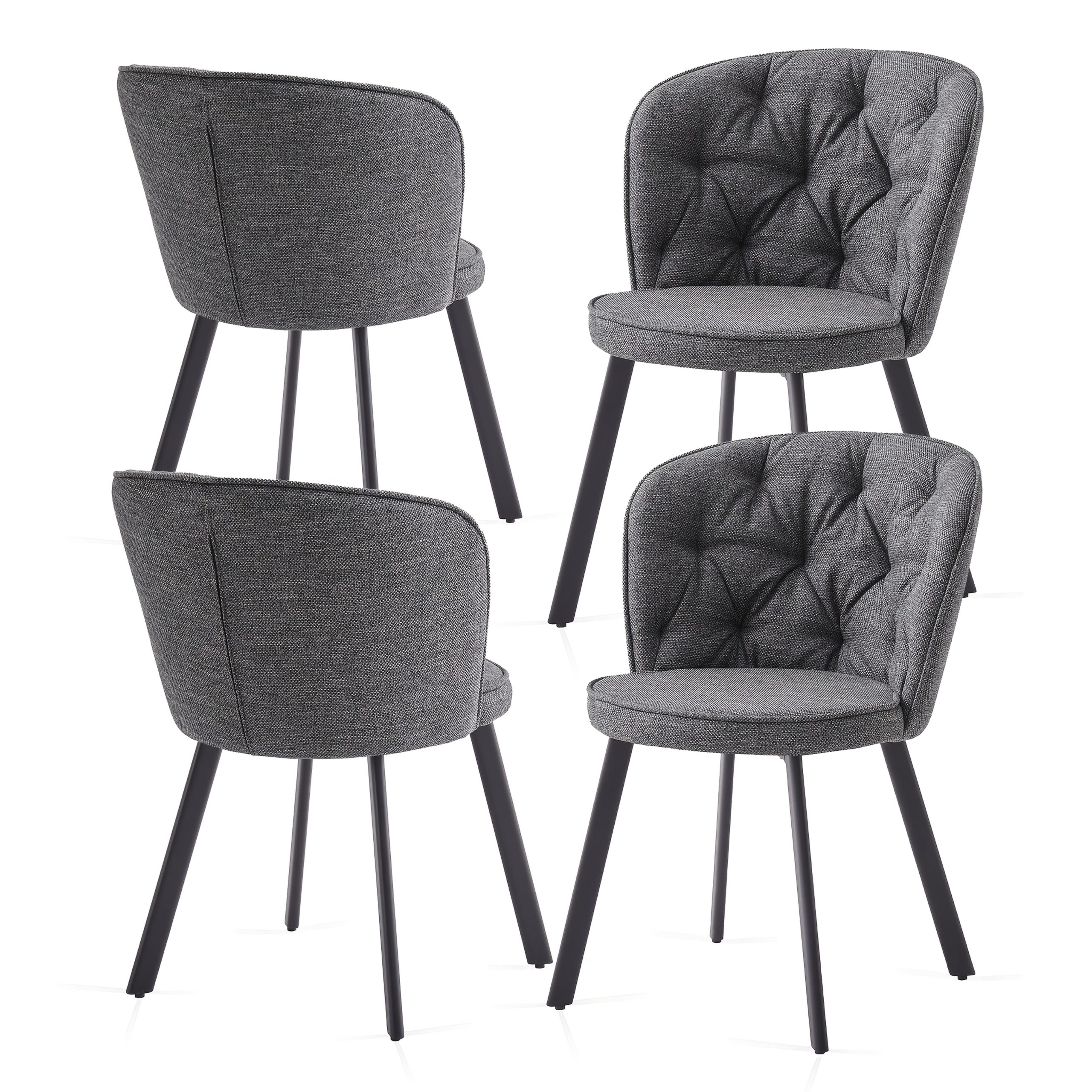 Modern Fabric Dining Chairs Set of 2/4 with Padded Seat & High Back - Image 9