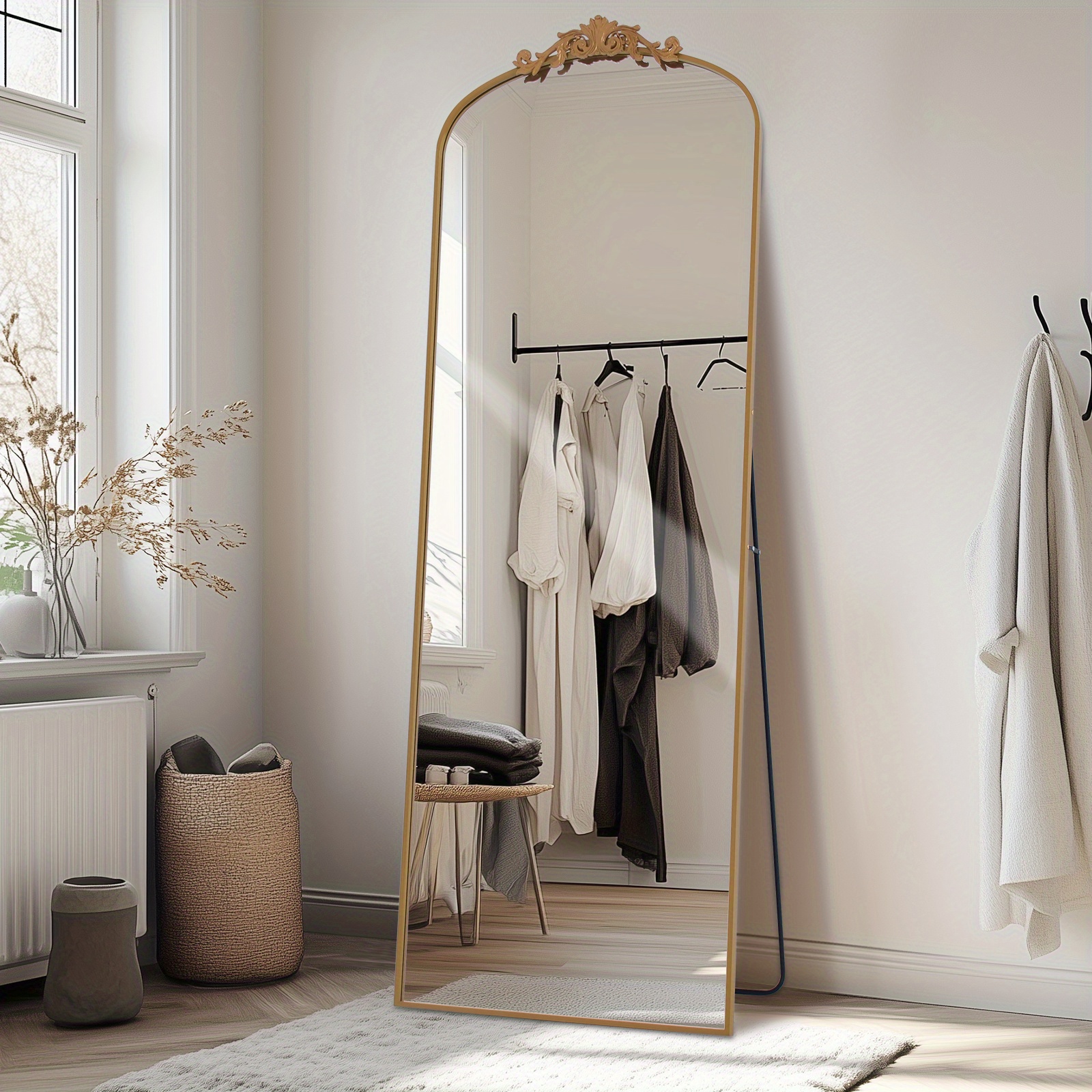 Vintage Arched Floor Mirror Ornate Filigree Design for Bathroom Bedroom Hallway - Image 10