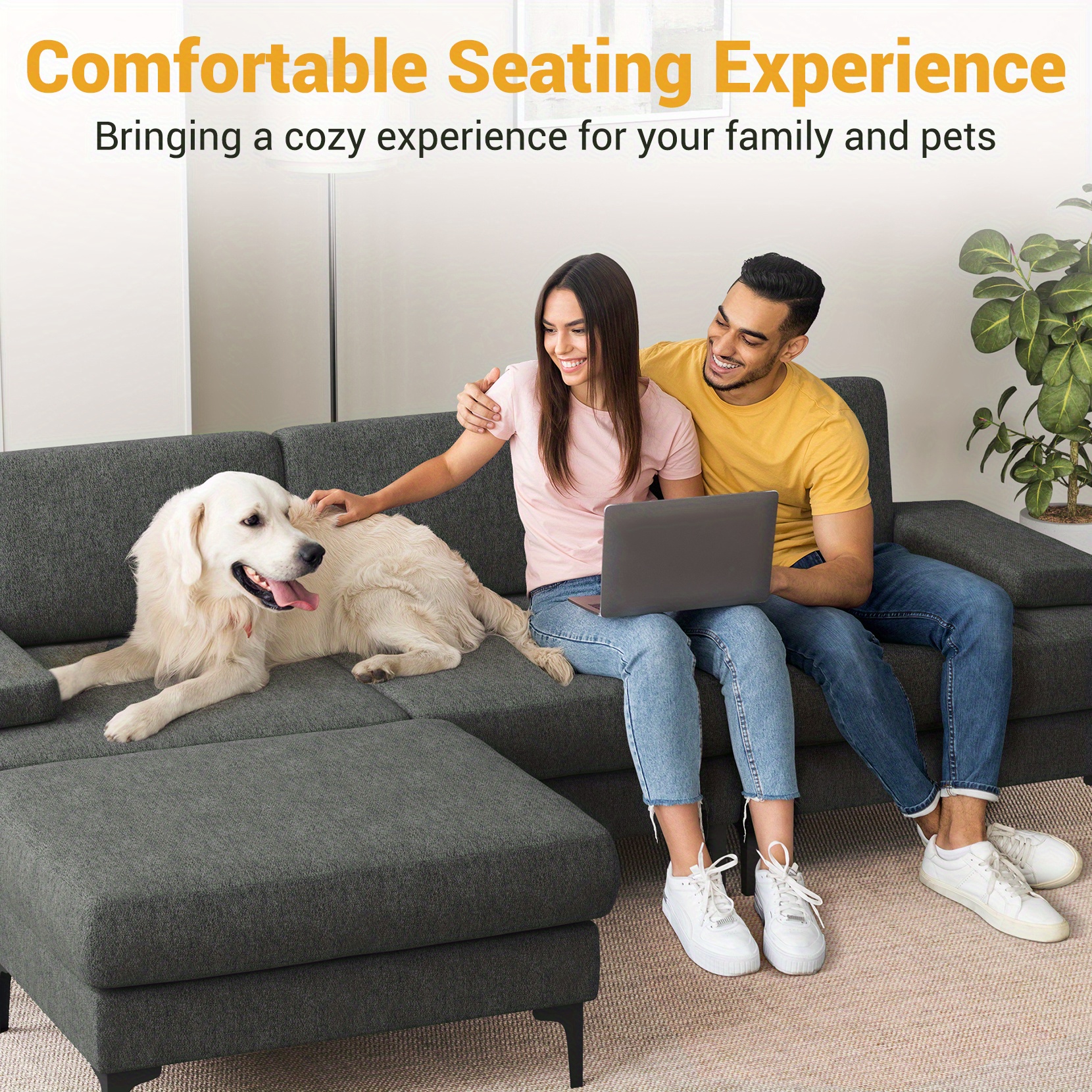 Convertible L-Shaped 3 Seat Sofa Couch Modern Sectional for Living Room - Image 3