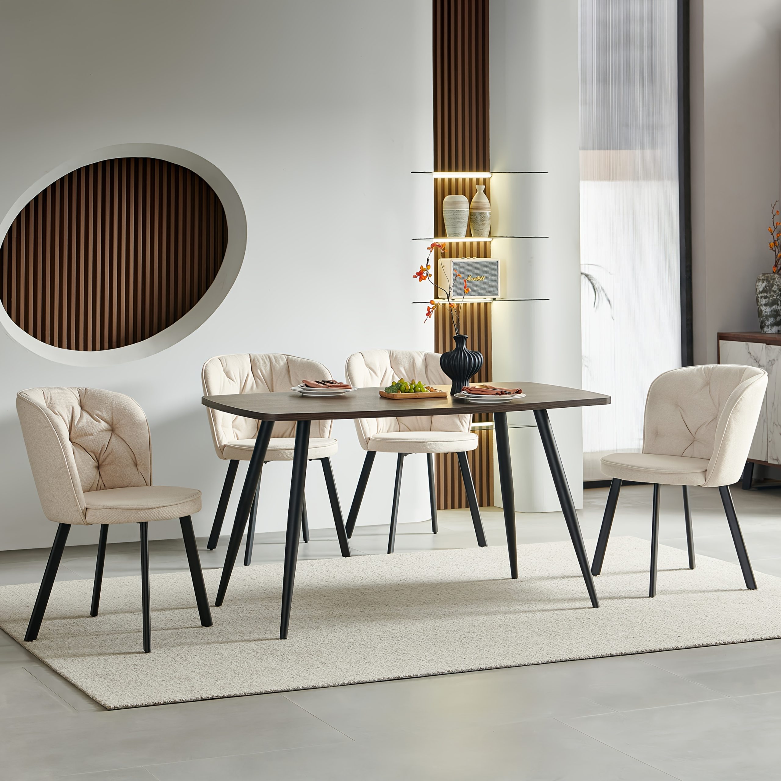 Modern Fabric Dining Chairs Set of 2/4 with Padded Seat & High Back - Image 2