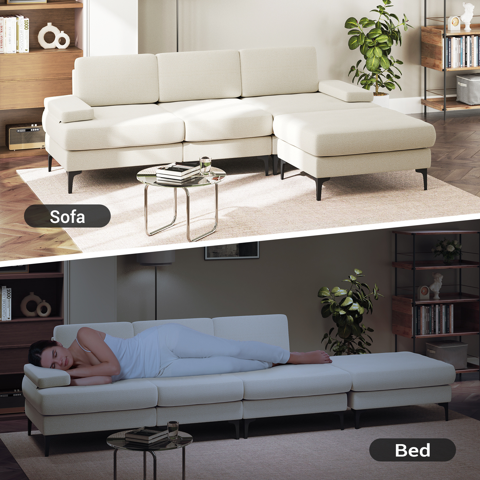 Convertible L-Shaped 3 Seat Sofa Couch Modern Sectional for Living Room - Image 8