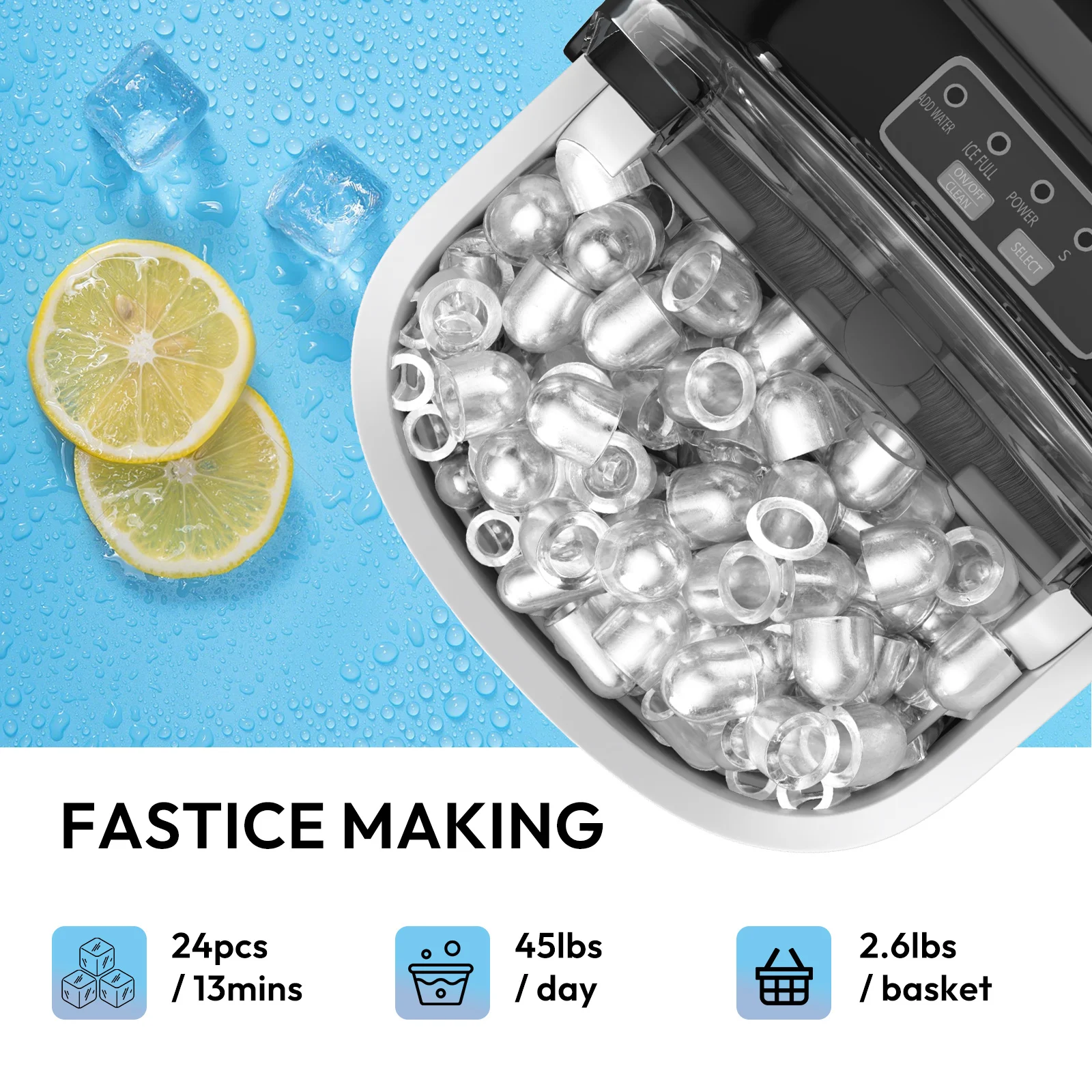 LOEFME Portable Mini Ice Maker, 12kg/24h Automatic Bullet Ice Machine - Image 4