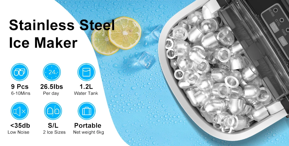 LOEFME Portable Mini Ice Maker, 12kg/24h Automatic Bullet Ice Machine - Image 9