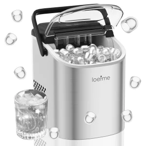 LOEFME Portable Mini Ice Maker, 12kg/24h Automatic Bullet Ice Machine