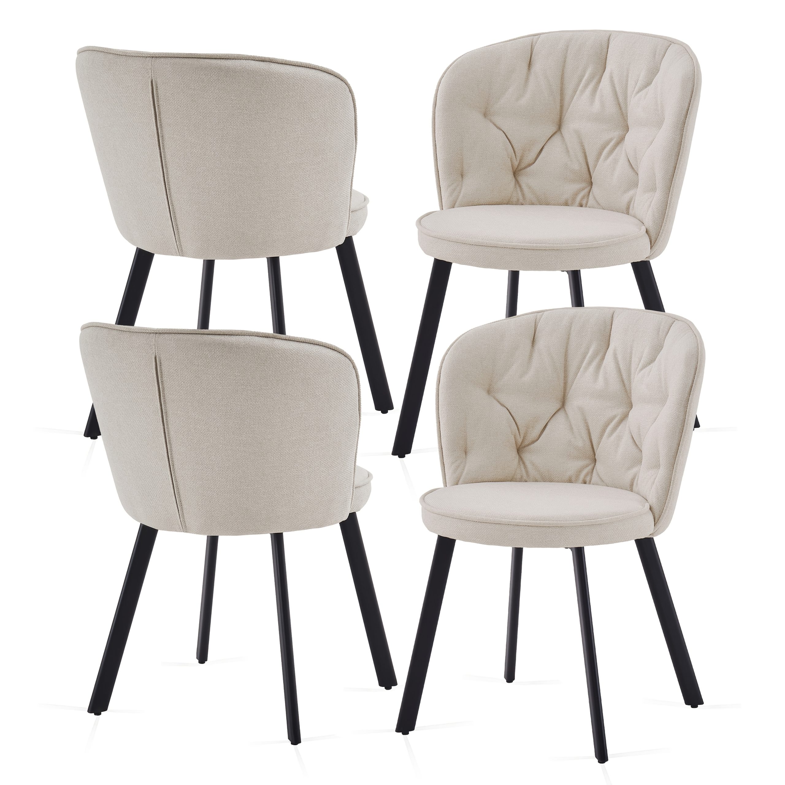 Modern Fabric Dining Chairs Set of 2/4 with Padded Seat & High Back - Image 6