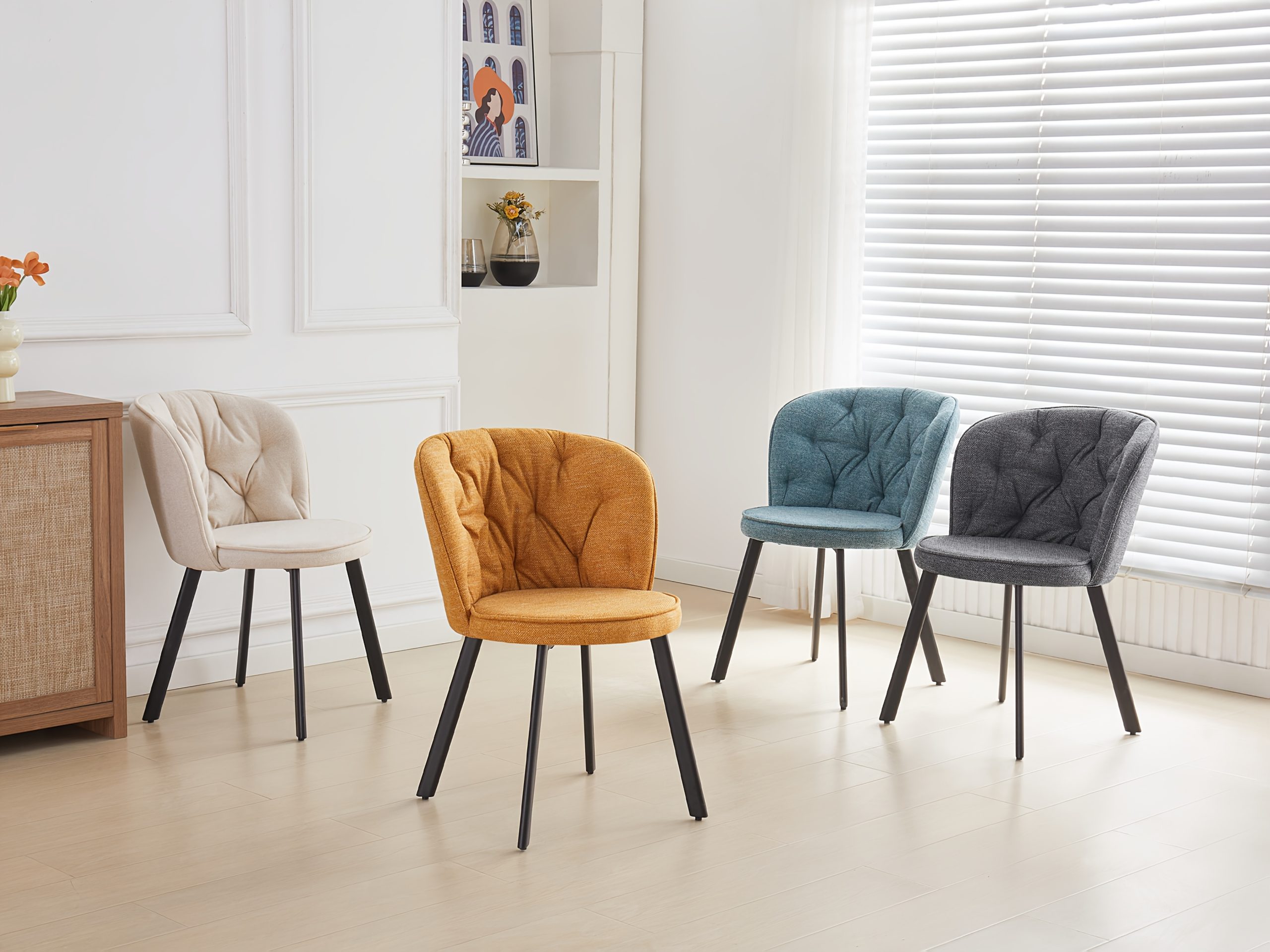 Modern Fabric Dining Chairs Set of 2/4 with Padded Seat & High Back - Image 19