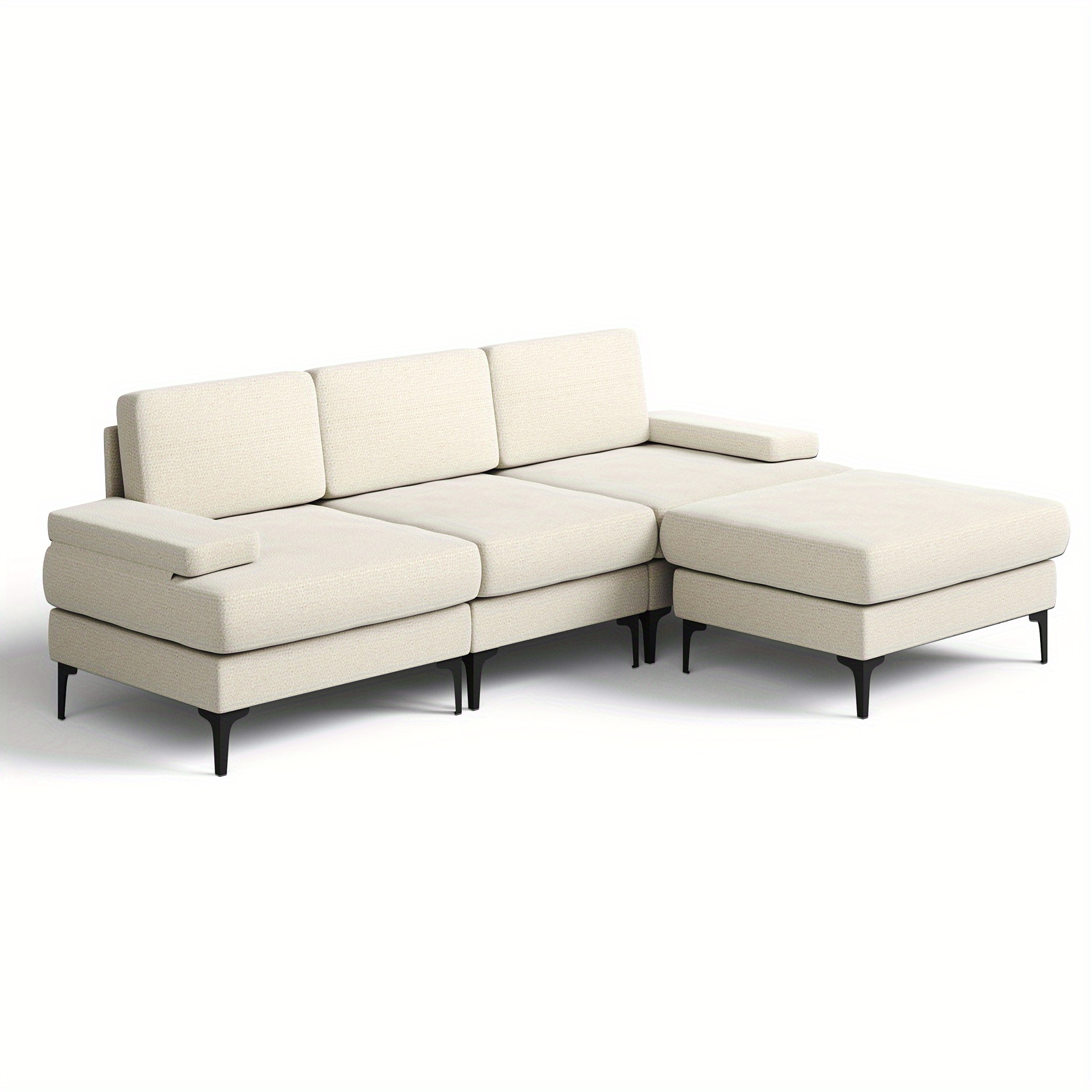 Convertible L-Shaped 3 Seat Sofa Couch Modern Sectional for Living Room - Image 9