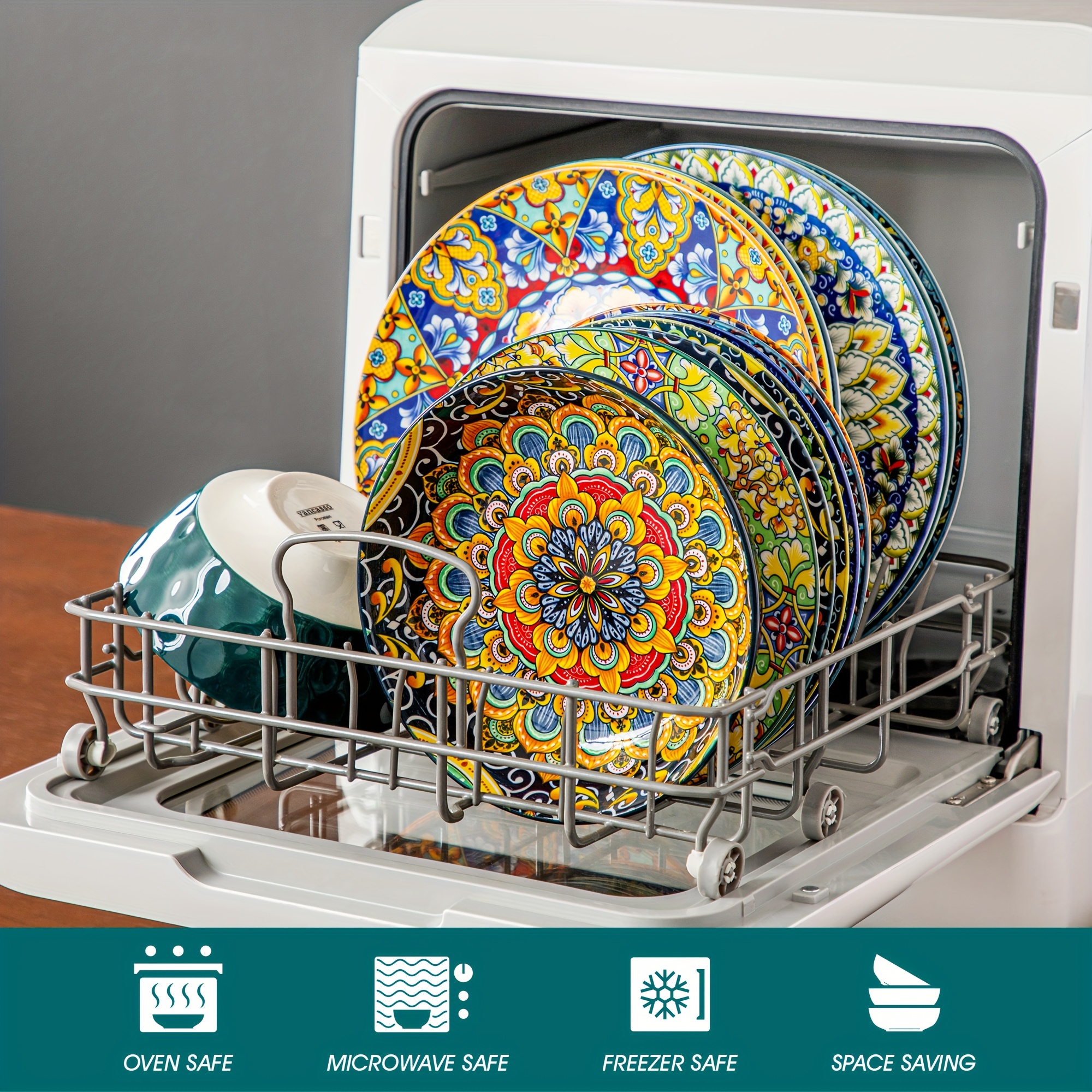 Bohemian 24pcs Stoneware Dinner Set Plates & Bowls Tableware for 6 - Image 3