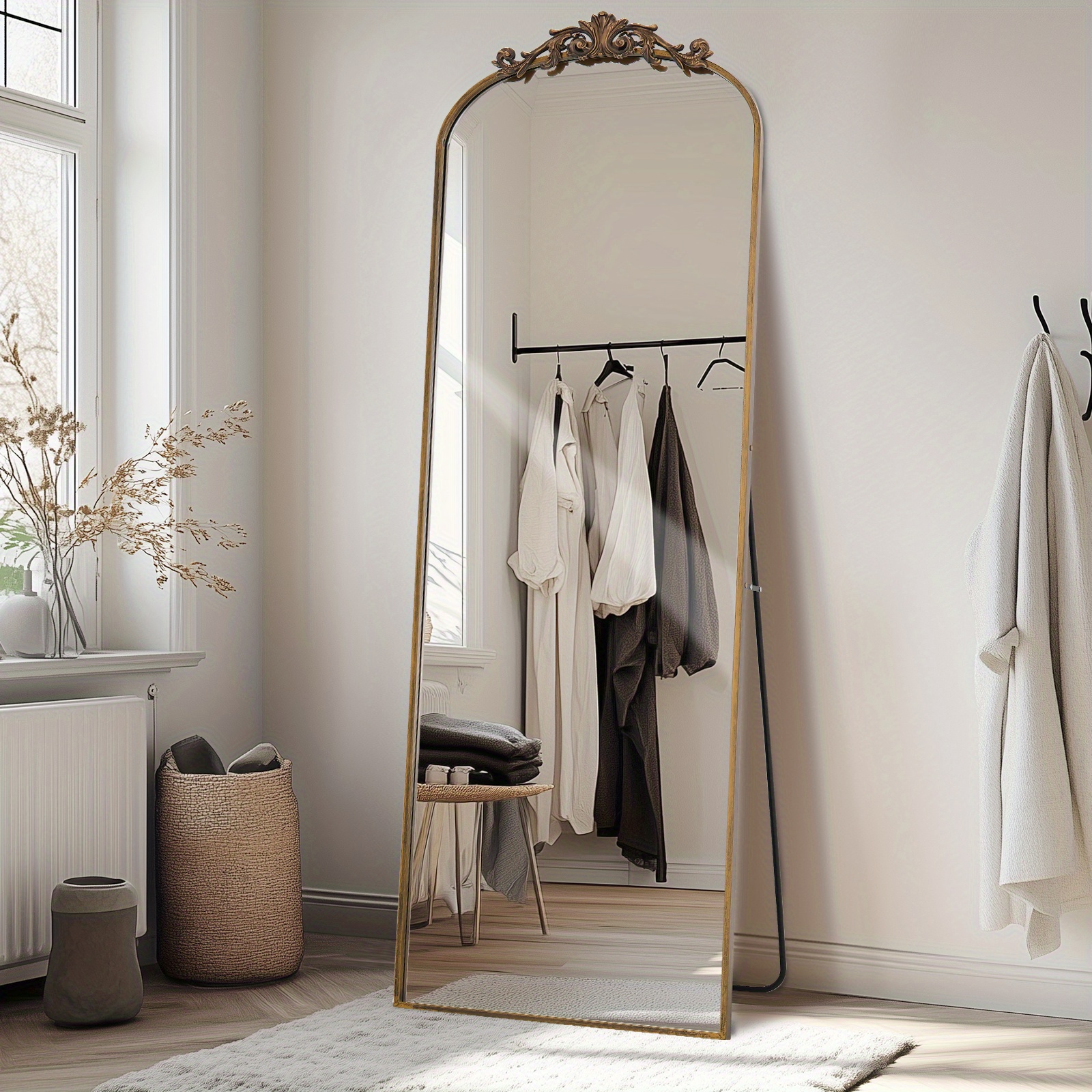 Vintage Arched Floor Mirror Ornate Filigree Design for Bathroom Bedroom Hallway - Image 14