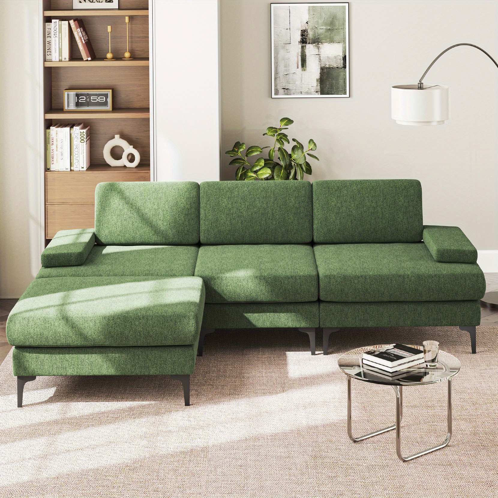Convertible L-Shaped 3 Seat Sofa Couch Modern Sectional for Living Room - Image 11