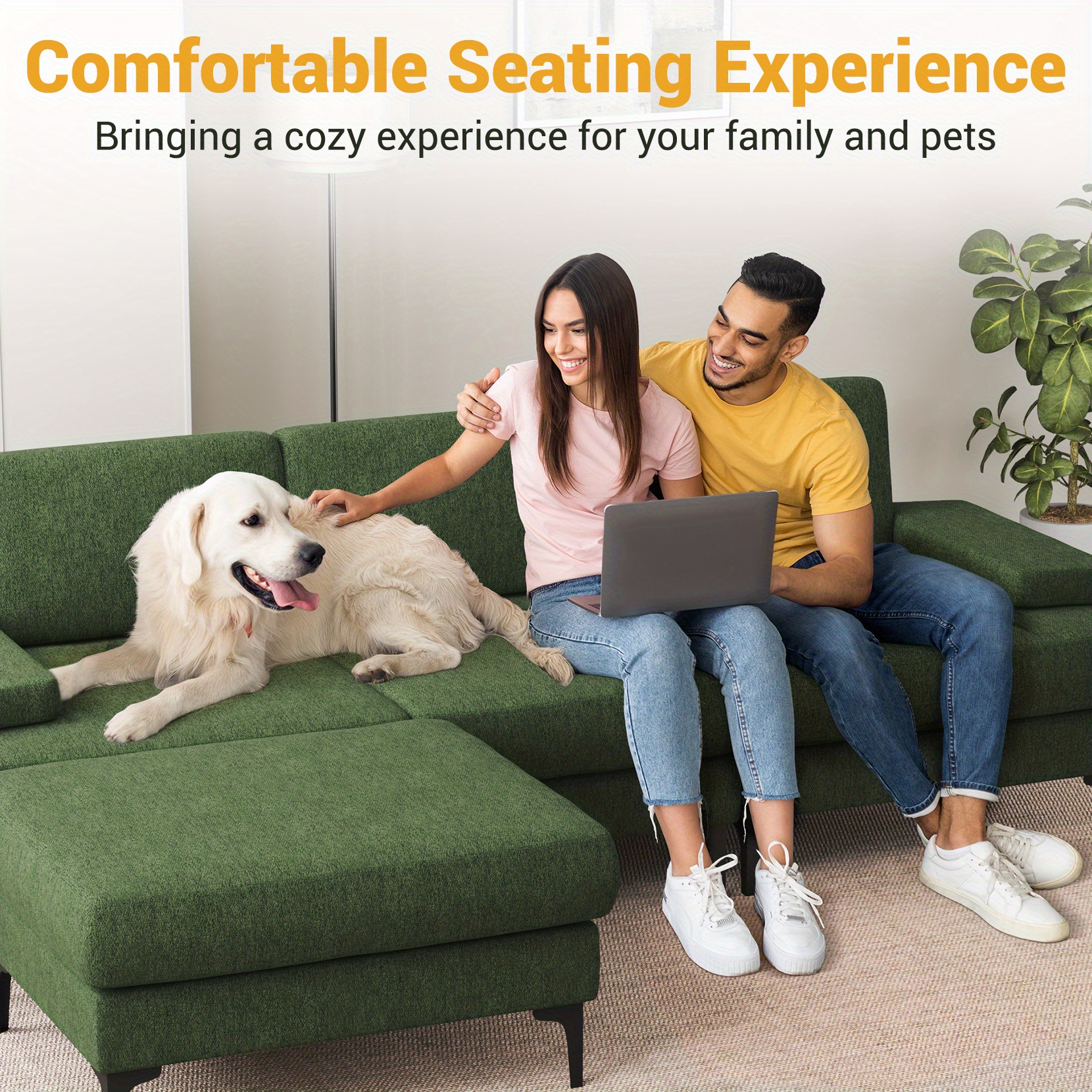 Convertible L-Shaped 3 Seat Sofa Couch Modern Sectional for Living Room - Image 12