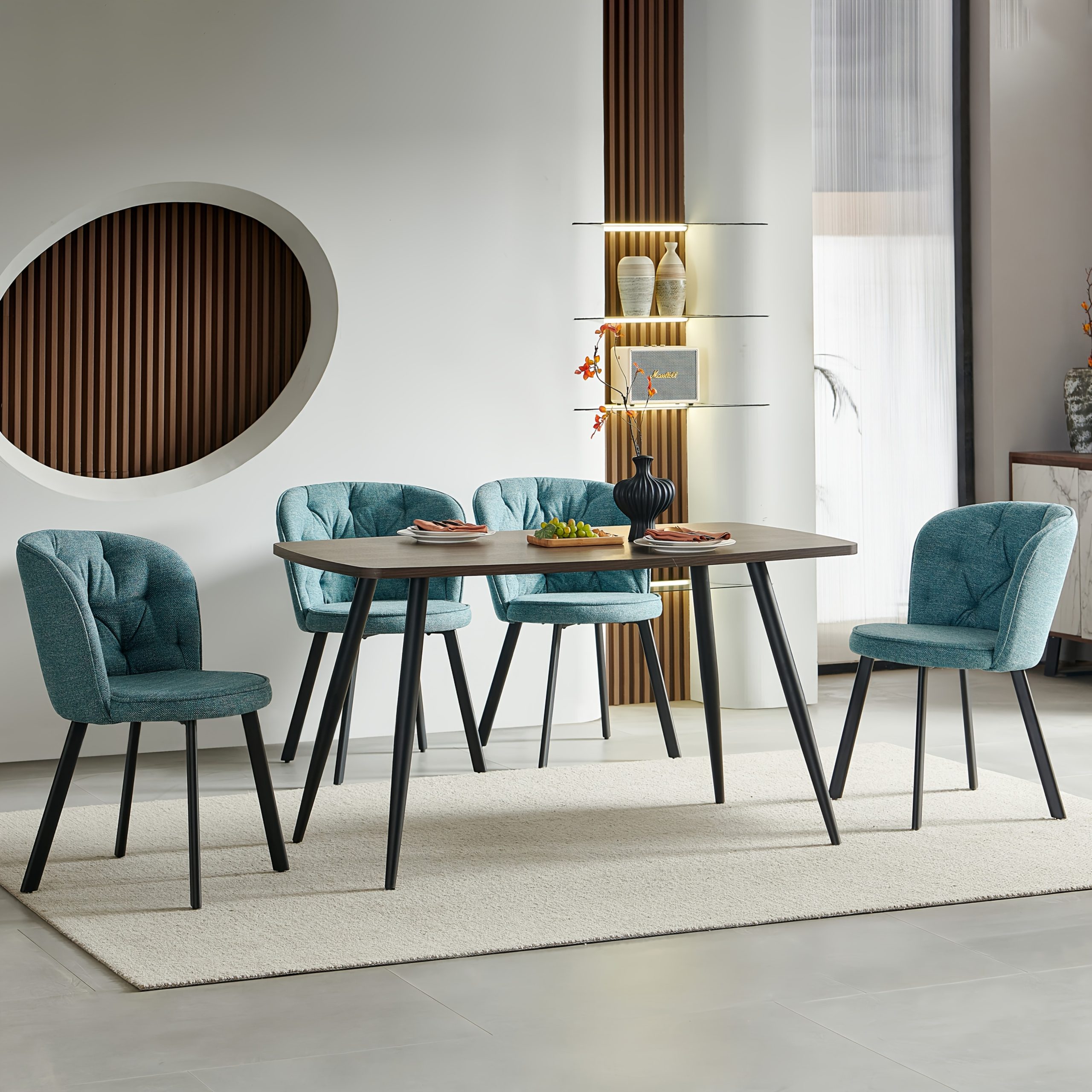 Modern Fabric Dining Chairs Set of 2/4 with Padded Seat & High Back - Image 5