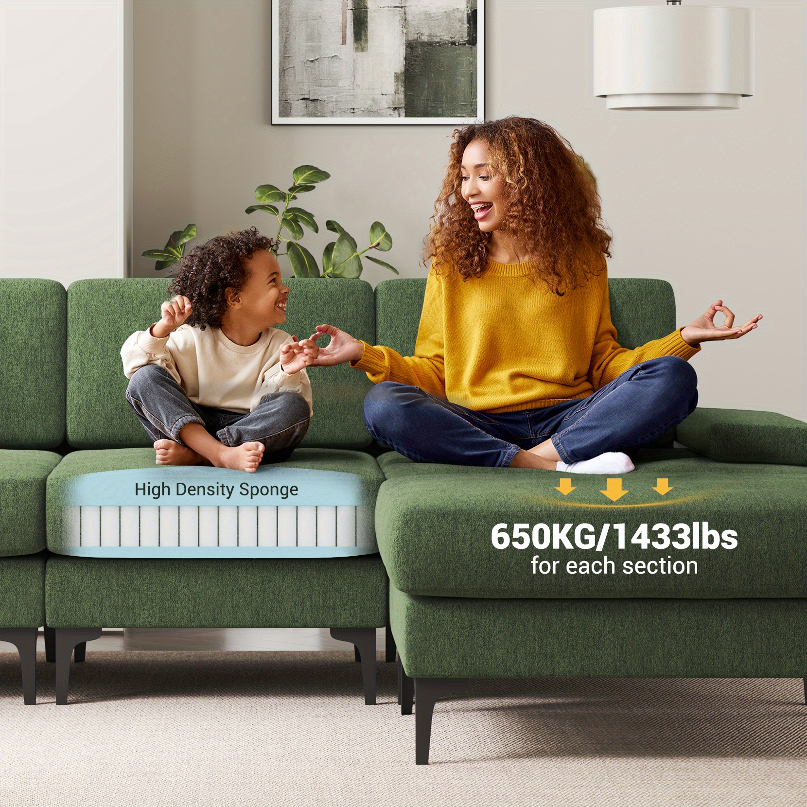 Convertible L-Shaped 3 Seat Sofa Couch Modern Sectional for Living Room - Image 13